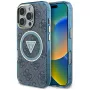 Guess IML Metal Glitter 4G Circle Triangle MagSafe Case iPhone 16 Pro Max (Blue)