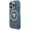 Guess IML Metal Glitter 4G Circle Triangle MagSafe Case iPhone 16 Pro Max (Blue)