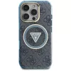 Guess IML Metal Glitter 4G Circle Triangle MagSafe Case iPhone 16 Pro Max (Blue)