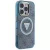 Guess IML Metal Glitter 4G Circle Triangle MagSafe Case iPhone 16 Pro Max (Blue)
