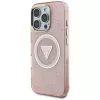 Guess IML Metal Glitter 4G Circle Triangle MacSafe macīgs iPhone 16 Pro Max (Rozā)