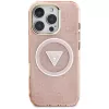 Guess IML Metal Glitter 4G Circle Triangle MacSafe macīgs iPhone 16 Pro Max (Rozā)