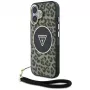 Guess HC IML Leopard Triangle Maciņš iPhone 16 ar Auklu, Brūns, MagSafe