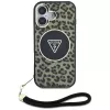 Guess HC IML Leopard Triangle Maciņš iPhone 16 ar Auklu, Brūns, MagSafe