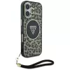 Guess HC IML Leopard Triangle Maciņš iPhone 16 ar Auklu, Brūns, MagSafe