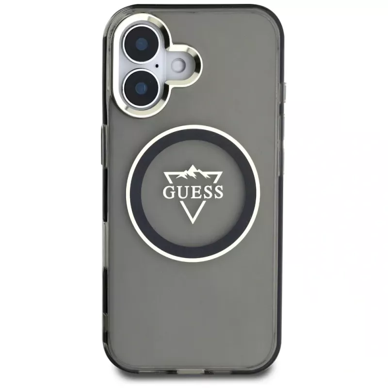 Guess IML Metal Mountain Logo Macīgais Macītis iPhone 16 (Melns)