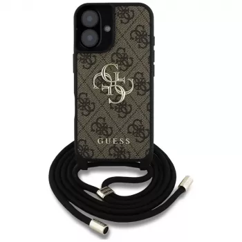 Guess 4G Big Logo Cord Strap Crossbody Case for iPhone 16 Plus - Brown