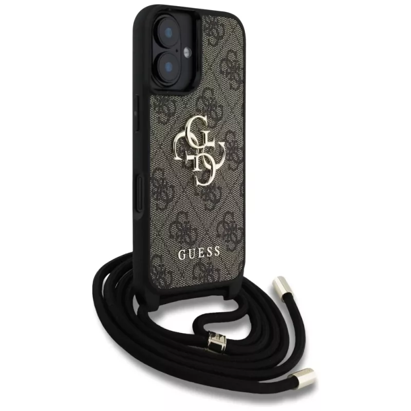 Guess 4G Big Logo Cord Strap Crossbody Case for iPhone 16 Plus - Brown