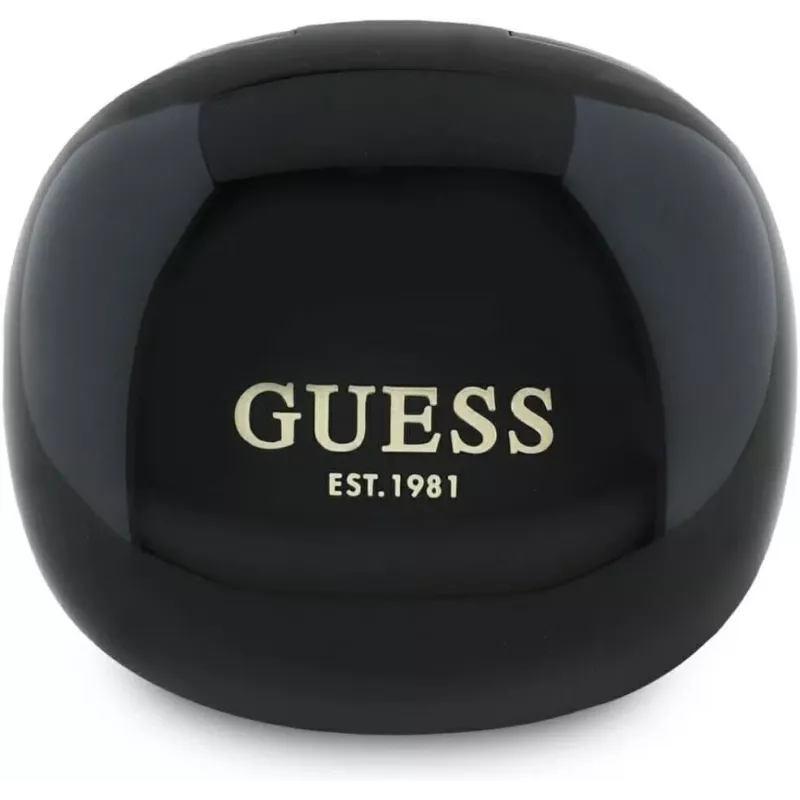 Guess Flat Classic Logo Electroplated TWS Earbuds ar uzlādes futrāli (Melns)