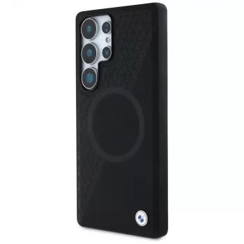 BMW Leather Half Textured MagSafe Case for Samsung Galaxy S25 Ultra Black