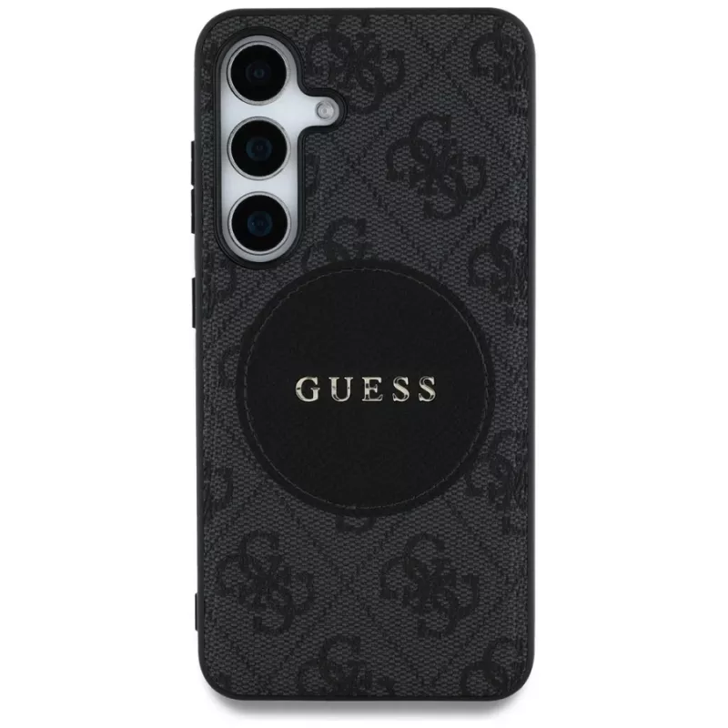 Guess 4G Round Patch Classic Logo Macīgais MacSafe Macītis Samsung Galaxy S25+ (Melns)