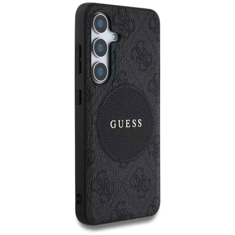 Guess 4G Round Patch Classic Logo Macīgais MacSafe Macītis Samsung Galaxy S25+ (Melns)