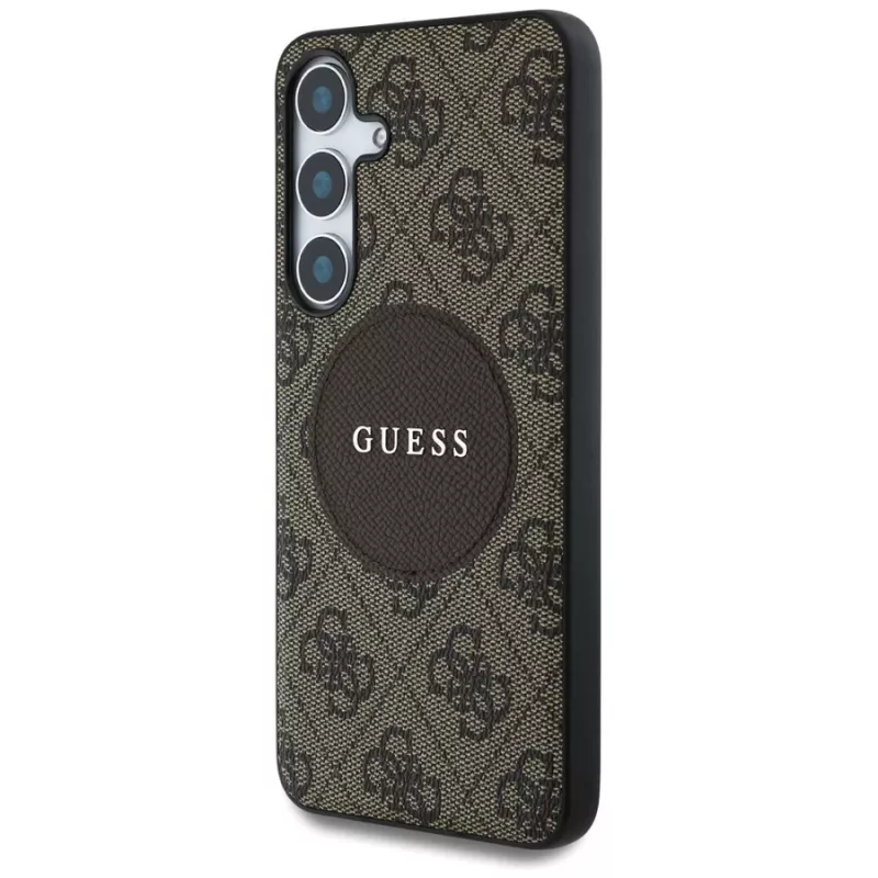 Guess 4G Round Patch Classic Logo MagSafe Case for Samsung Galaxy S25+ (Brown)