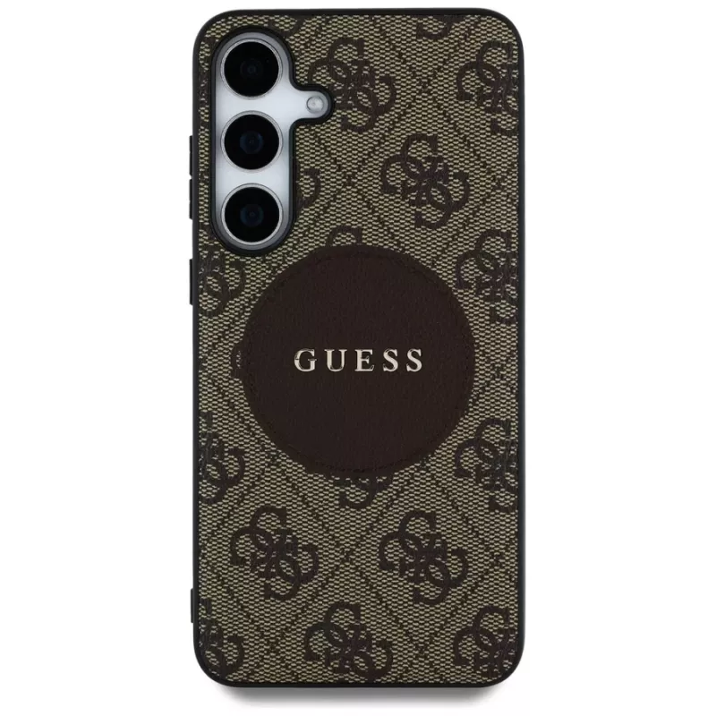 Guess 4G Round Patch Classic Logo MagSafe Case for Samsung Galaxy S25+ (Brown)