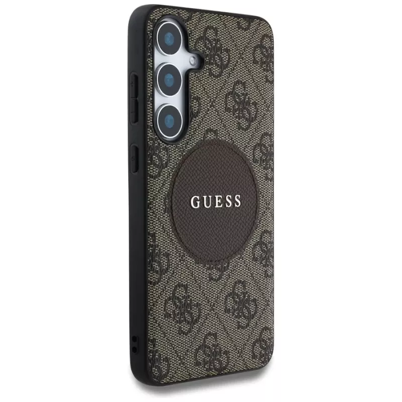Guess 4G Round Patch Classic Logo MagSafe Case for Samsung Galaxy S25+ (Brown)