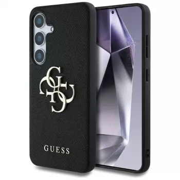 Guess Grained Big 4G Logo Small Classic Logo Back Cover Samsung Galaxy S25, Black
