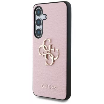 Guess Grained Big 4G Logo Small Classic Logo Back Cover for Samsung Galaxy S25 Plus, Pink