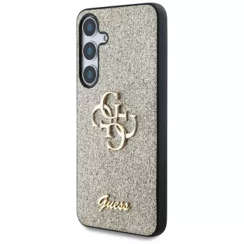 Guess Fixed Glitter Big 4G Metal Logo Back Cover for Samsung Galaxy S25 - Gold