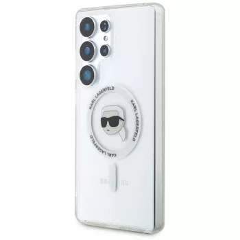 KARL LAGERFELD Button Karl Head Printed Logo MagSafe Case for Samsung Galaxy S25 Ultra White