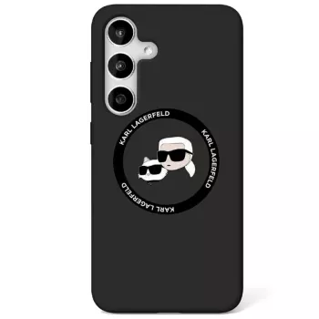 Karl Lagerfeld Silicone DoubleHeads And Circle MacSafe Case for Samsung Galaxy S25, Black