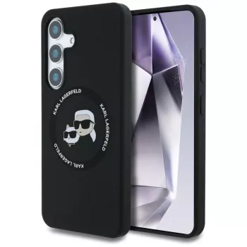 Karl Lagerfeld Silicone DoubleHeads And Circle MacSafe Case for Samsung Galaxy S25, Black