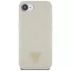 Guess Grained Hot Stamp Peony Triangle Logo MagSafe Maciņš iPhone 16e (Bēšs)