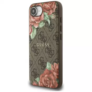 Guess 4G Flowers Print MagSafe Case for iPhone 16e / 17e Brown