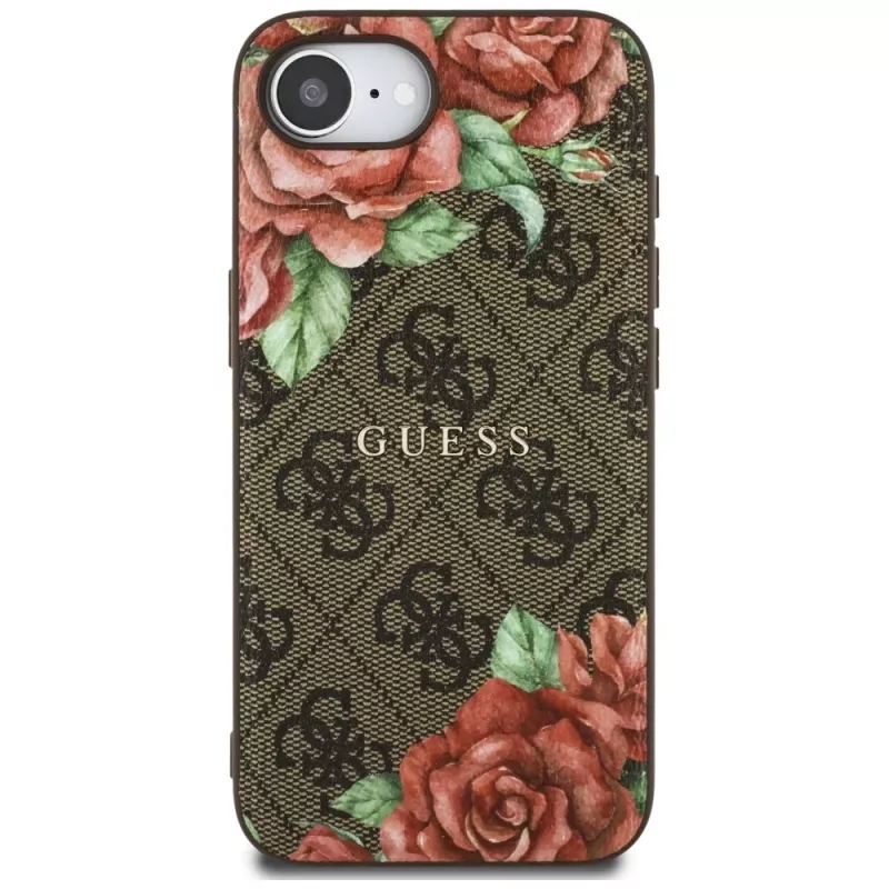 Guess 4G Flowers Print MagSafe Case for iPhone 16e / 17e Brown