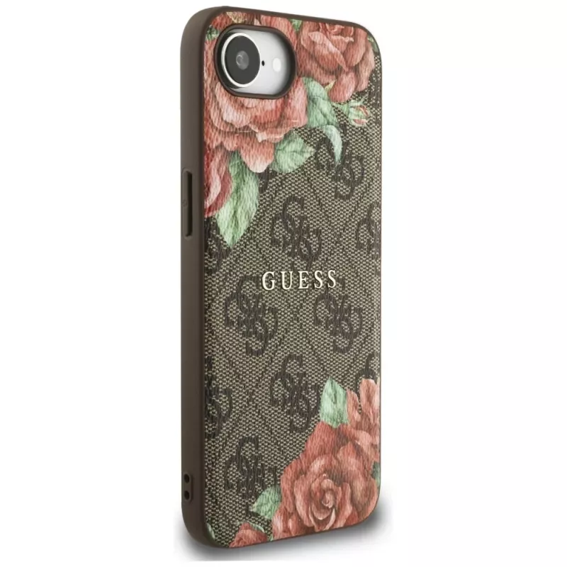 Guess 4G Flowers Print MagSafe Case for iPhone 16e / 17e Brown