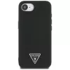 Guess Grained Triangle MacSafe Macītis iPhone 16e (Melns)