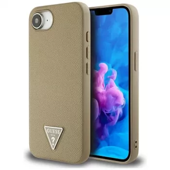 Guess Grained Triangle MacSafe maciņš iPhone 16e (Brūns)