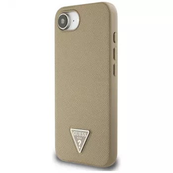 Guess Grained Triangle MacSafe maciņš iPhone 16e (Brūns)