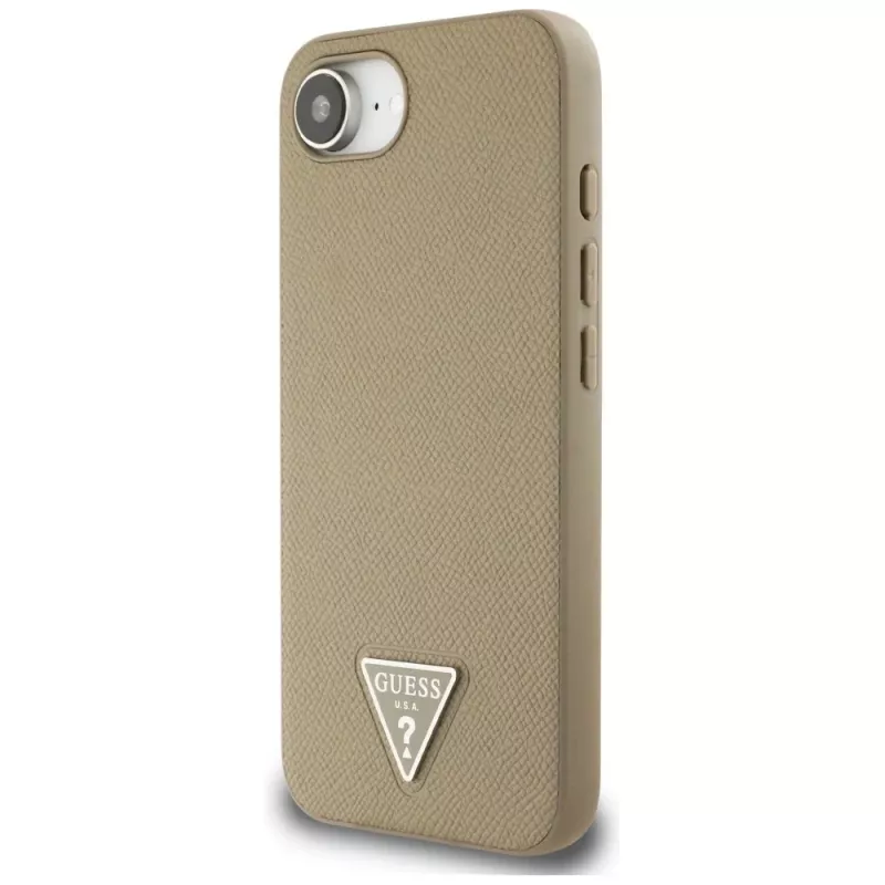 Guess Grained Triangle MacSafe maciņš iPhone 16e (Brūns)