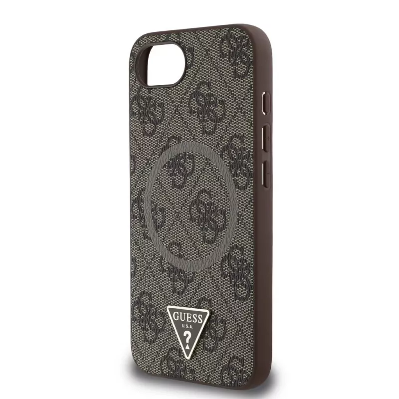 Guess 4G Ring Triangle Logo MagSafe Case for iPhone 16e (Brown)