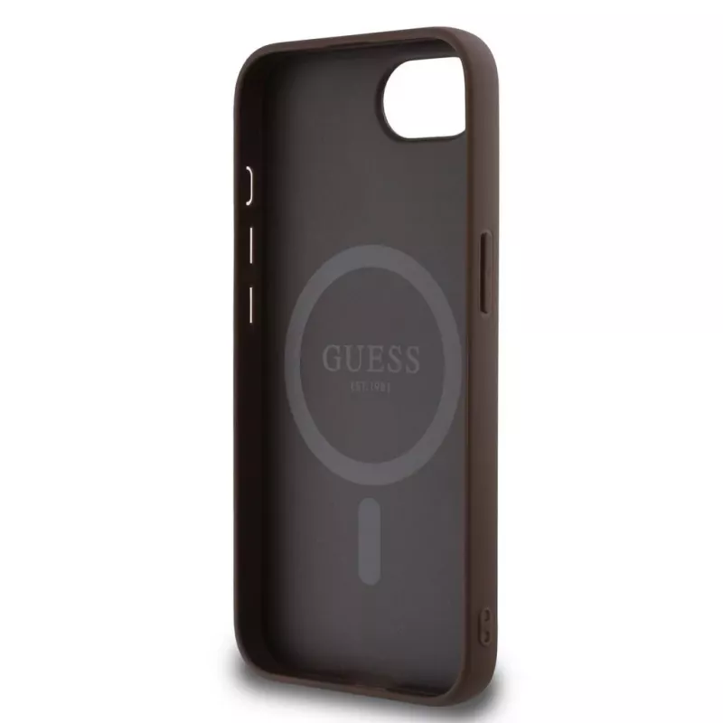 Guess 4G Ring Triangle Logo MagSafe Case for iPhone 16e (Brown)
