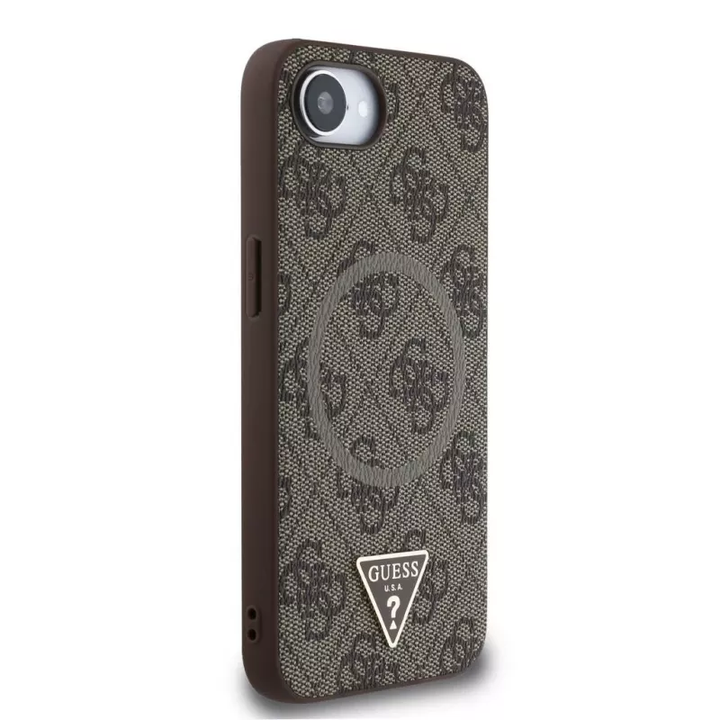 Guess 4G Ring Triangle Logo MagSafe Case for iPhone 16e (Brown)