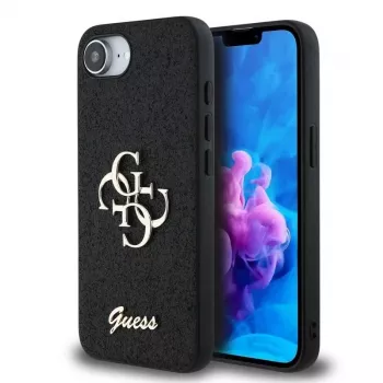 Guess Fixed Glitter Big 4G Maciņš iPhone 16e (Melns)