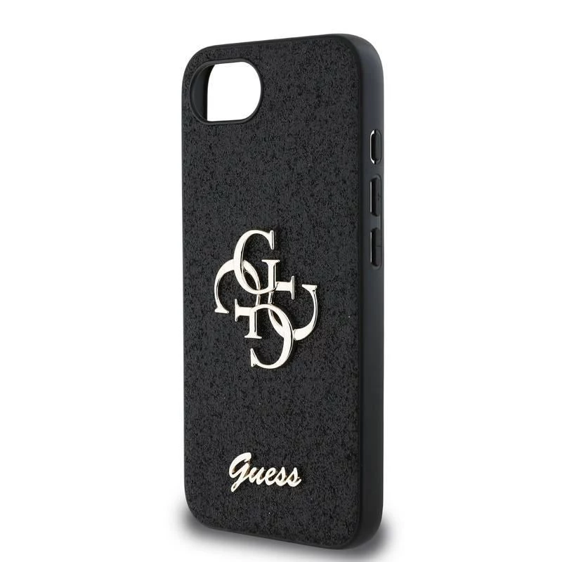 Guess Fixed Glitter Big 4G Maciņš iPhone 16e (Melns)