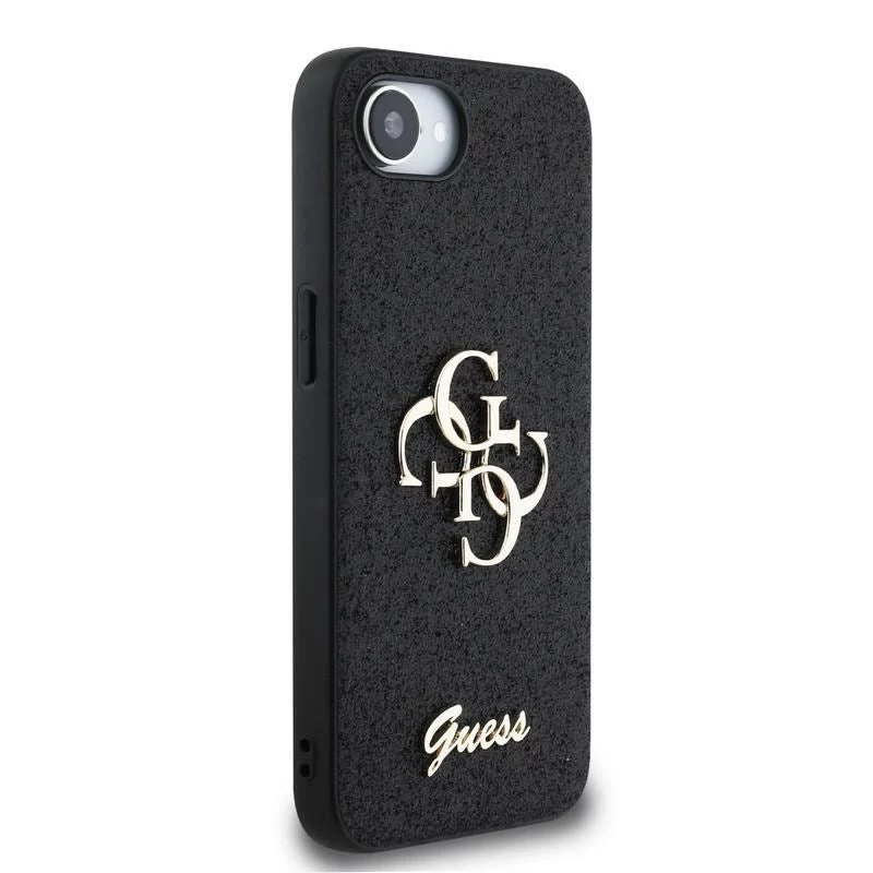 Guess Fixed Glitter Big 4G Maciņš iPhone 16e (Melns)