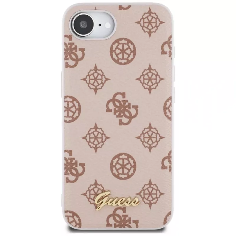 Guess Peony Script Logo MagSafe Maciņš iPhone 16e / 17e Brūns