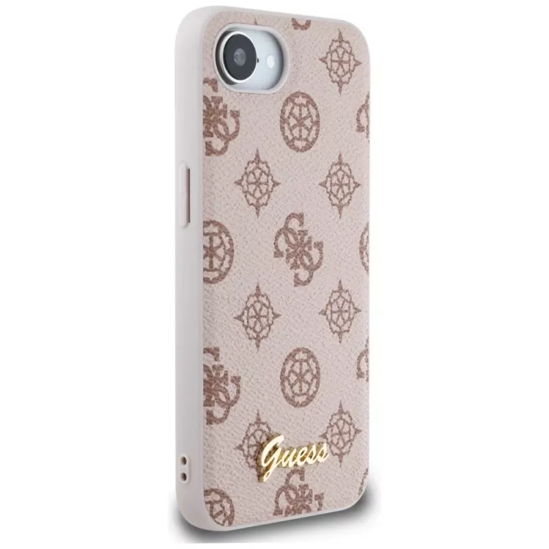 Guess Peony Script Logo MagSafe Maciņš iPhone 16e / 17e Brūns