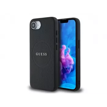Guess Grained Ring MagSafe Case iPhone 16e (Black)