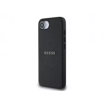 Guess Grained Ring MagSafe Case iPhone 16e (Black)