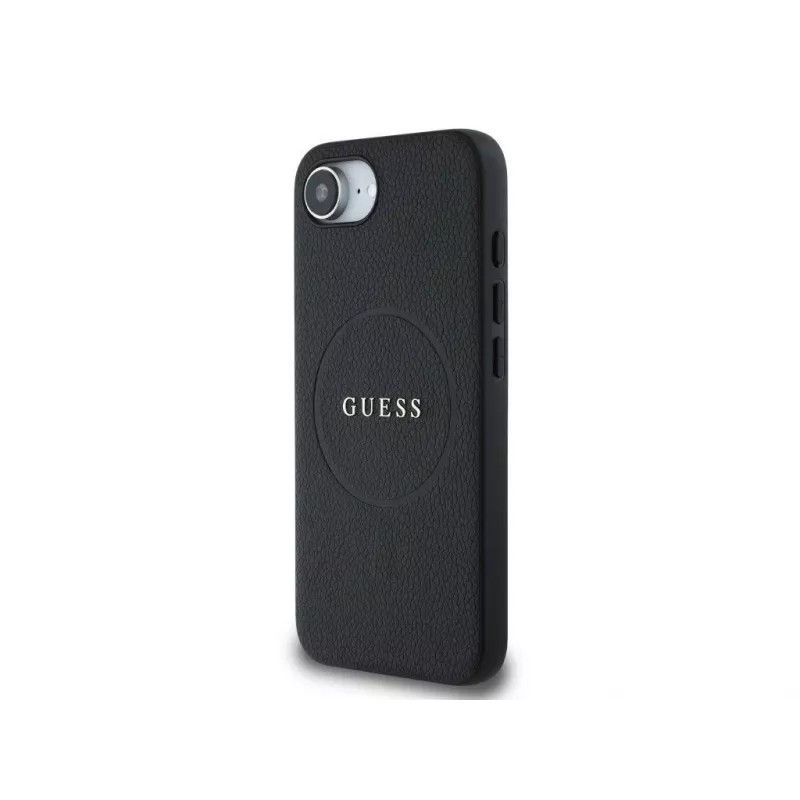 Guess Grained Ring MagSafe Case iPhone 16e (Black)