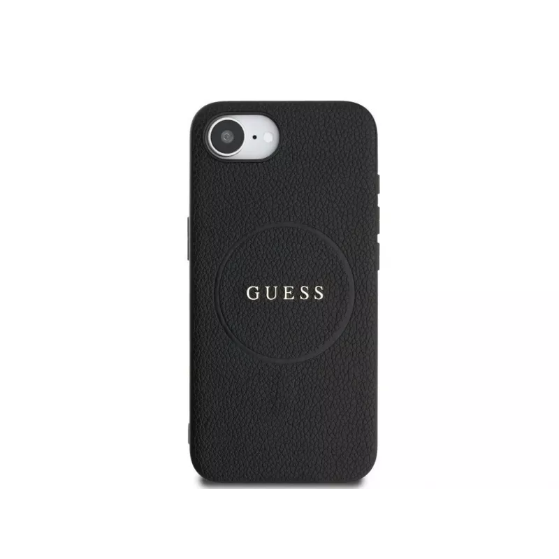 Guess Grained Ring MagSafe Case iPhone 16e (Black)