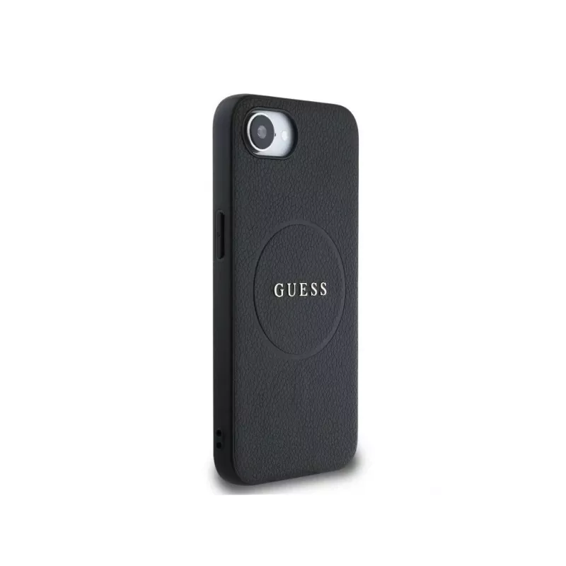 Guess Grained Ring MagSafe Case iPhone 16e (Black)