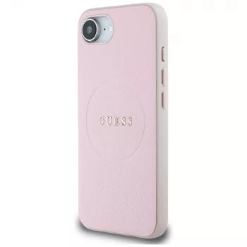 Guess Grained Ring MagSafe Maciņš Apple iPhone 16e (Rozā)