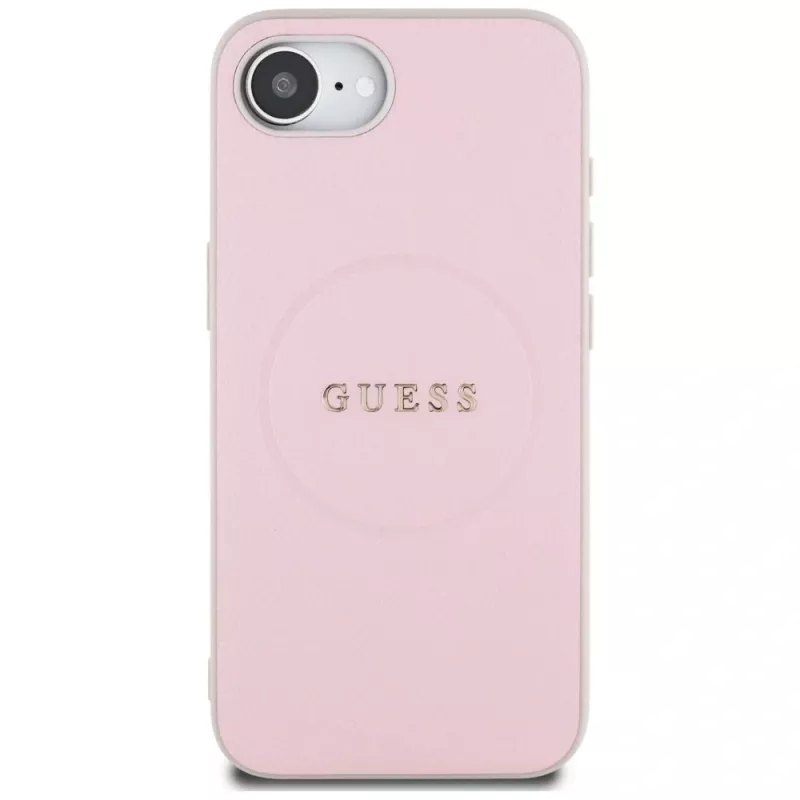 Guess Grained Ring MagSafe Maciņš Apple iPhone 16e (Rozā)