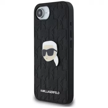 Karl Lagerfeld Monogram Karl Head Pin Maciņš iPhone 16e / 17e, Melns