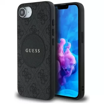 Guess 4G Circle Classic Logo MagSafe Maciņš iPhone 16e - Melns